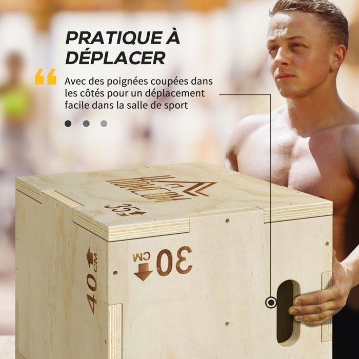 VEVOR Boîte De Pliométrie 305 Mm De Haut Plateforme Pliométrique Antidérapante Charge 227 Kg Boîte à Saut Musculation Fitness Crossfit Pour Entraînement Pliométrique Step-up Pompe Squat Gym Domicile
