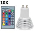 10X GU10 Ampoule de Couleur 3W RGB LED Lampe LED Multicolore 16 Changement de couleur AC85-265V avec Télécommande Infrarouge-0