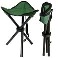 Tabouret Pliant pour camping pêche randonnée pique-nique | Siege trépied facile à transporter | Vert-0