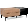 Table basse rectangulaire NOLA - Décor chêne et noir - 1 tiroir - Style industriel - L100xP55xH40cm-0