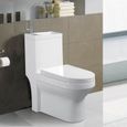 WC à Poser Monobloc avec Lave main intégré - Céramique Blanc - 39x68 cm - Creativ-0
