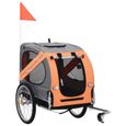 vidaXL Remorque de vélo pour chiens Orange et gris-0