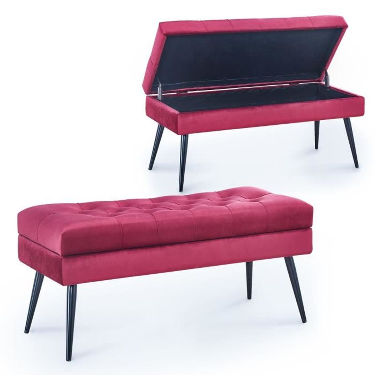 Banc coffre de rangement pliant velours côtelé arum Atmosphera | La Redoute