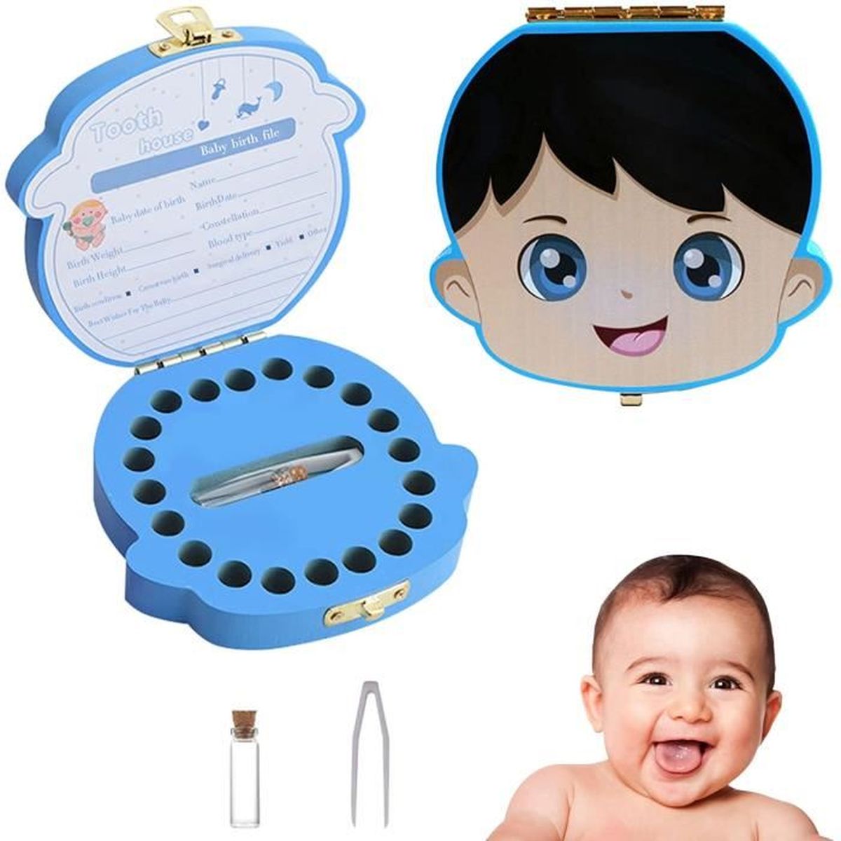 Boite A Dent Bebe Boite A Souvenirs Bapteme De Naissance Cadeau Anniversaire Pour Enfants Filles Garcons Bleu Cdiscount Puericulture Eveil Bebe