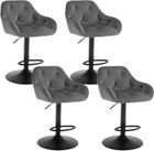 WOLTU Tabouret Bar Pivotant,Lot de 4,Chaise Haute Cuisine,Réglable en Hauteur,Accoudoirs et Repose-Pieds,Gris foncé W0ATT0376-4