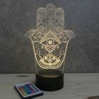 JNB-MAKER Lampe 3D Main de Fatma – Avec Télécommande 16 Couleurs + 4 Modes auto – Fabriqué en France - Lampe à poser - Veilleuse