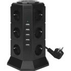 DQIDIANZ Tour Multiprise Parasurtenseur Parafoudre 12 Prises avec 5 USB 4,5A Ports - Cordon de 2m - Noir