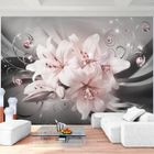 Papier Peint Intissé 308x220 cm (6,8 M2) Runa art 9434010b Tapisserie Fleurs de Lys- 7 Bandes Faciles à Coller - Gris