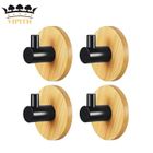 VIPITH Lot de 4 crochets autocollants et bambou pour peignoirs de salle de bain et de cuisine