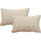 WIRLSWEAL 2pcs de Housses de Coussin rectangulaire 30cm x 50cm en Peluche style scandinave couleur unie - Beige