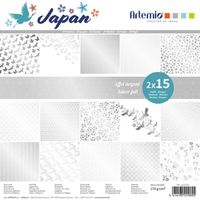 Bloc de 30 feuilles de papier scrapbooking 30x30 cm 'Japan foil argent' d'Artemio