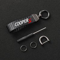 Petite Maroquinerie et Accessoire,Porte-clés en cuir et fibre de carbone pour Mini Cooper One S,nouveau modèle à - Black[F3229]