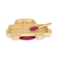 Vaisselle pour enfants - BIOZOYG - Ensemble de assiette en bambou avec ventouse - FSC - voiture rouge