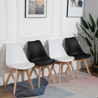 Lot de 4 chaises design contemporain Scandinave pour salle à manger - Mélange de couleurs 2 Blanches + 2 Noires