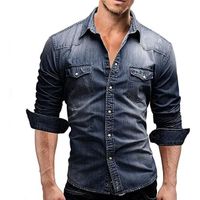 Chemise en jean à manches longues en coton doux pour homme