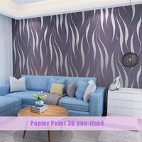 MTEVOTX Papier Peint Non Tissé floqué 3D en relief pour plan de travail, porte murale, salon, chambre à coucher 0,53 × 10 m(Violet)