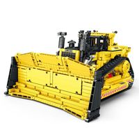 Véhicule de chantier télécommandé en blocs de construction, modèle de bulldozer assemblable, jouet éducatif