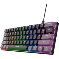 Trust Gaming GXT 867 Acira 60% Clavier Mécanique AZERTY, Touches à Double Fonction, RGB, USB Compact Mini Clavier - Noir/Gris
