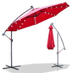 PARASOL Eulenke Parasol - parasol jardin, parasol, parasol de balcon - 300 cm Rouge mit LED PARASOL