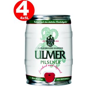 BIERE 4x Ulmer Pilsner Parti baril 5,0 litres de 5,2 % Vol.