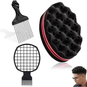 BROSSE - PEIGNE Éponge Twist,3Pièces Afro Twist Peigne À Cheveux 2