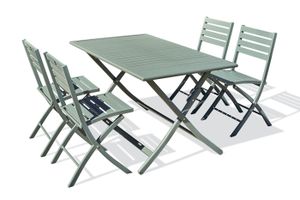 Ensemble table et chaise de jardin Table de jardin pliante MARIUS-TB140-KAKI et 4 chaises MARIUS-CP-KAKI pliantes