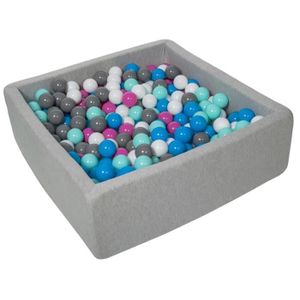 PISCINE À BALLES Piscine à balles pour enfant - Velinda - 24173 - 90x90 cm - 450 balles - Bleu/Gris