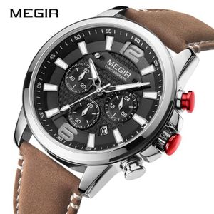 MONTRE MEGIR montres de luxe en cuir de mode chronographe quartz sport hommes montre