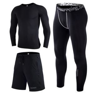 ENSEMBLE DE SPORT Ensemble de vêtements de sport homme 3pièces Maillot&Short&Collant Running Fitness Respirant Jogging Séchage Rapide Haute Élasticité