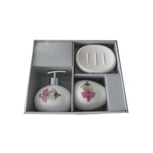 Set De Bain 4 Pièces Niagara Blanc En Polyrésine - Accessoires Salle De Bain Design Moderne