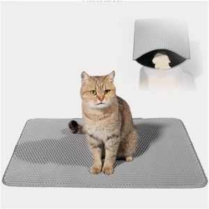 MAISON DE TOILETTE Tapis Litiere Chat, 60 X 90cm-116 X 66cm Design Nid D'abeille Imperméable Tapis Chat Litiere, Contrôle De La Dispersion Tapis[S554]