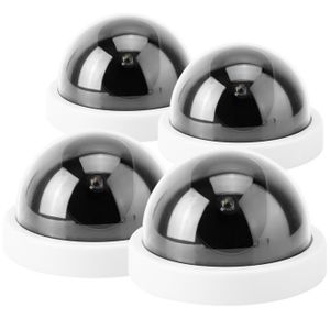 CAMÉRA FACTICE 4 caméras analogiques à dôme caméras de sécurité fictives CCTV avec LED clignotante (blanc) DQFRANCE