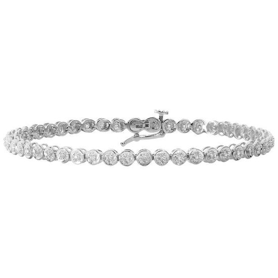 Bracelet Or Blanc 375/1000 Rang Diamant 0,90 ct/180