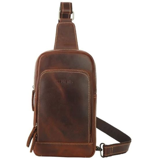 Sac Banane En Cuir Véritable Roberto Marron Foncé - Protection RFID/NFC, Style Slim, Fabriqué En Inde