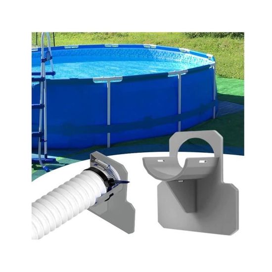 Lot De 2 Supports De Tuyau De Piscine Gris - Pour Tuyaux 30-37 Mm (Intex Compatible) - Évite Pression Et Déchirures
