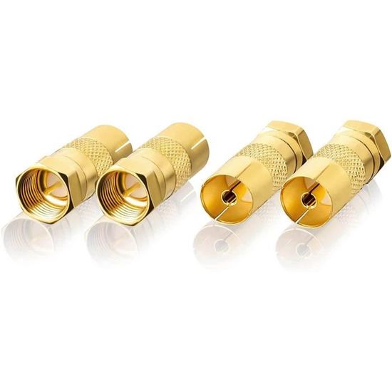 SEBSON Kit De 2 Adaptateurs SAT F Mâle Vers Coaxial Femelle - Conversion Antenne TV Pour Récepteur SAT, Routeur