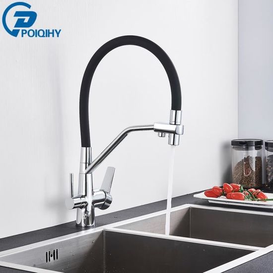 Robinet Mélangeur Cuisine Canne Basse Commande Unique - Chrome Argenté - Neuf