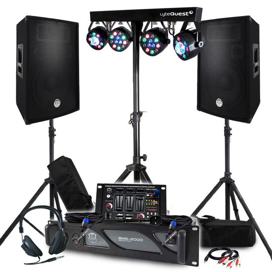 Paire Enceintes Passives BM Bmsonic 12" - 1200W Max, Trapézoïdal - Sono DJ, 2 Voies Bass Reflex
