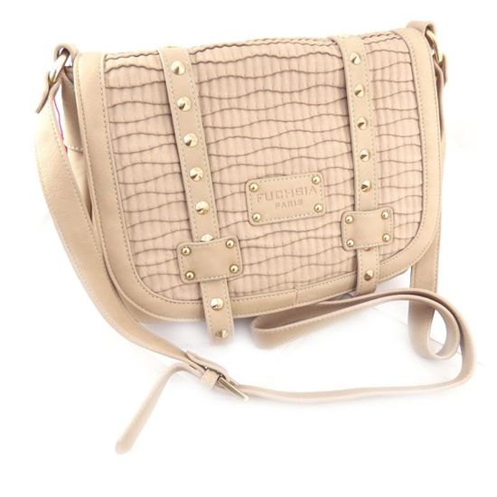 Sac Bandoulière Vintage FUCHSIA En Toile Et Cuir - Occasion, Multicolore, Style Rétro
