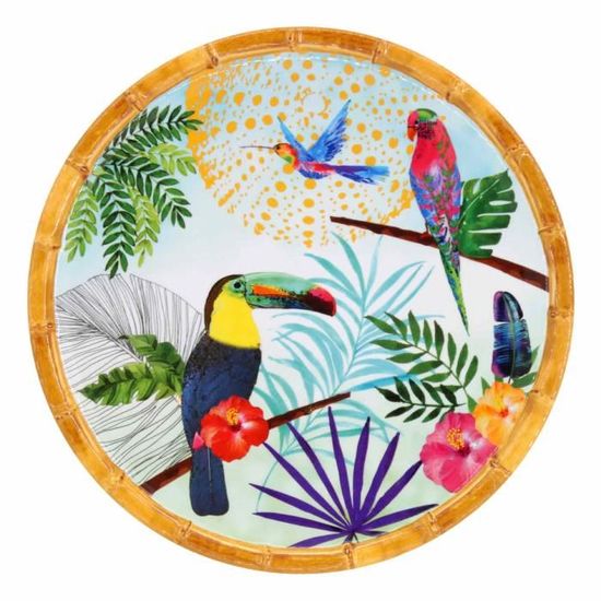 Assiette à Dessert Mélamine Singes De Bali 22cm - Quasi-Incassable - Lave-vaisselle - Rouge/Ver
