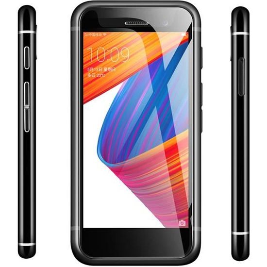 Melrose S9 Plus 4G Smartphone Mini Ultra Mince 2,45 pouces 2Go + 8Go Android 7.0 Téléphone Portable Verre Corps Noir