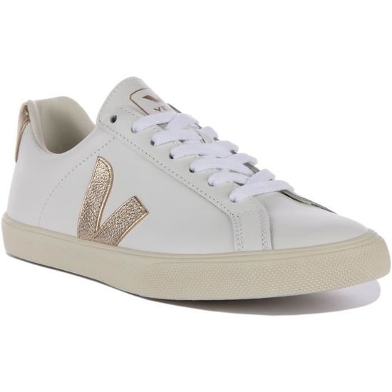 Baskets a lacets en cuir Veja Esplar Blanc Bronze Homme Blanc bronze Cdiscount Chaussures