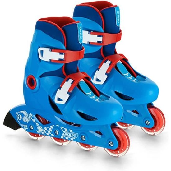 Patins à Roulettes En Ligne Réglables Enfants - 4 Tailles Ajustables - Roues PU 82A, Roulements ABEC-7 - Frein Inclus - Rouge/violet