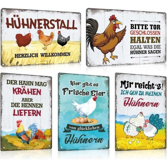 Deco Garage Lot De 5 Plaques En Tôle Rétro 20x30 Cm - Décoration Garage, Bar, Atelier - Style Vintage Cache Plaque Immatriculation