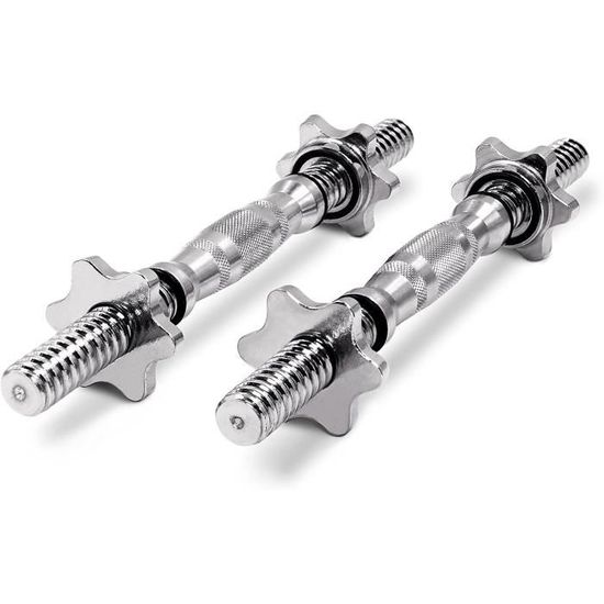 2 Barres D’haltères PROIRON – 35 Cm, Diamètre 2.5 Cm, Poids 3.3 Kg, Chromé, Spinlock, Charge Max 30 Kg, Pour Disques Standard 1 Pouce