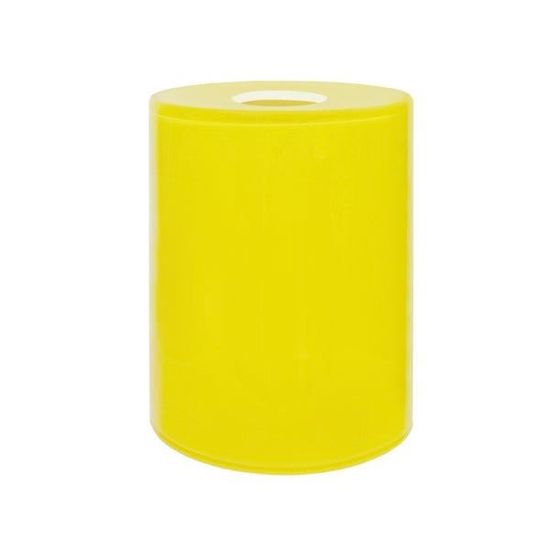 10 Perles En Verre Tube Court Bleu Pop Ligné Jaune - Format 6x10mm - Pour Création De Bijoux Fantaisie