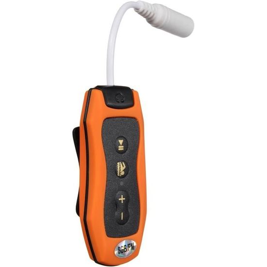 Lecteur MP3 étanche REFURBISHHOUSE 8 Go – Natation, Plongée, Spa, Radio FM – Casque Inclus – Noir
