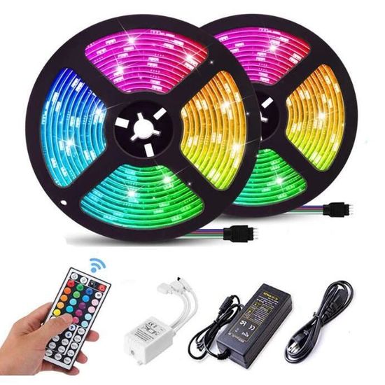 Bande LED WiFi 5M, Ruban LED Bleutooth RGB Synchronisation de la musique contrôlée par APP de