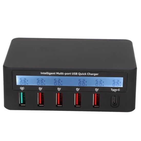 Ziwodiv Station de charge USB C 60 W 8 ports Multi USB, Hub de charge USB