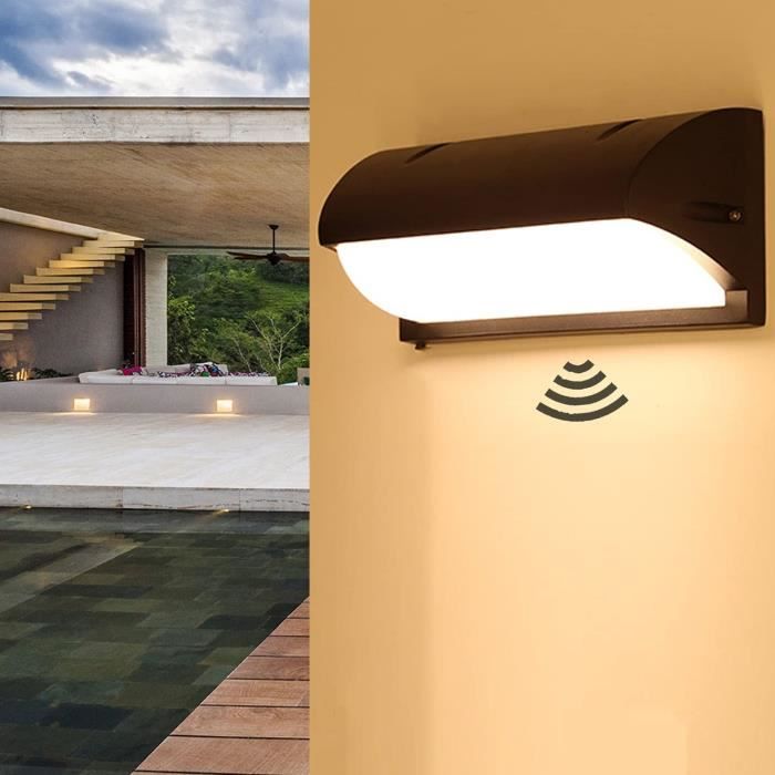 Applique Murale Extérieur 18W Avec Détecteur Mouvement - IP65, 1600LM, 3000K Blanc Chaud | Rotatif 350°